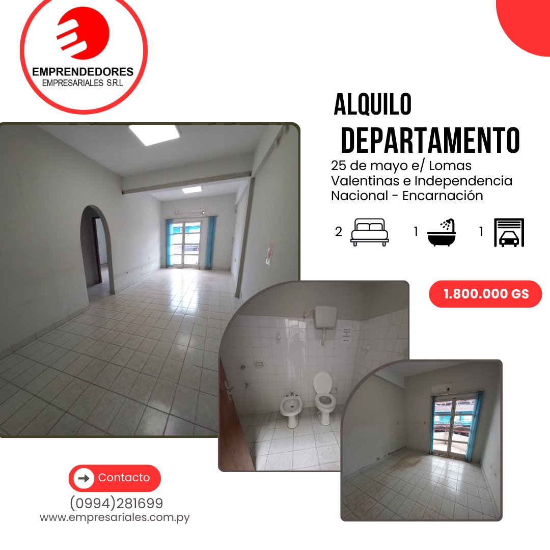 ALQUILO DEPARTAMENTO EN PLENO CENTRO DE ENCARNACIÓN